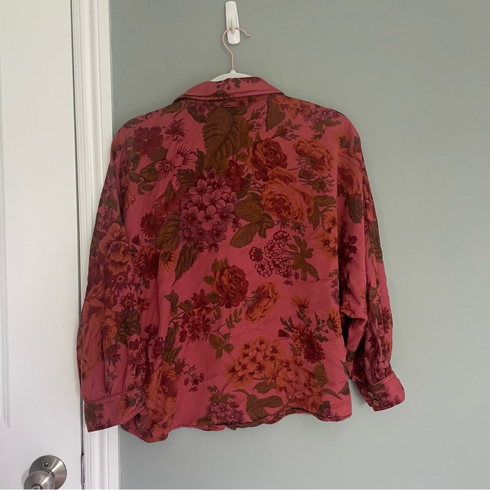 ANTHROPOLOGIE Halie Dolman-Sleeve Button Down Collared Floral Top - Picture 10 of 14